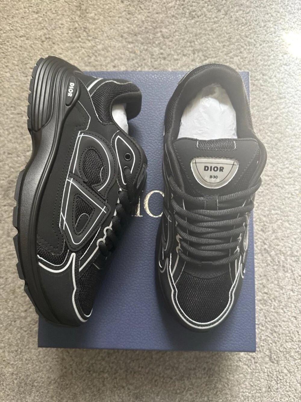 Dior B30 Men's Black Low Top Lace-Up Sneakers Microfiber Mesh 3SN279ZLY66137
